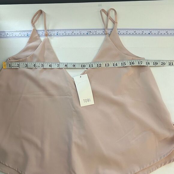 TOBI Nude Light Tan Flowy Sleeveless Lined Camisole Top Size XS New with Tags - Picture 6 of 9